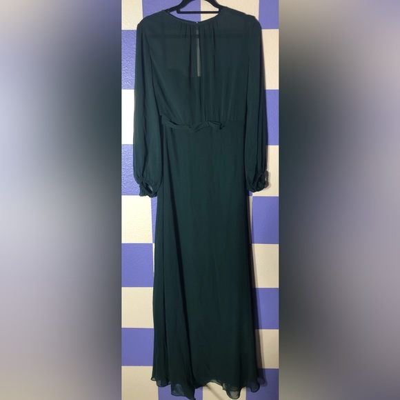 NWOT Dessy Collection Chiffon Overlay Maxi Dress in Evergreen - Size 6 - Picture 1 of 7